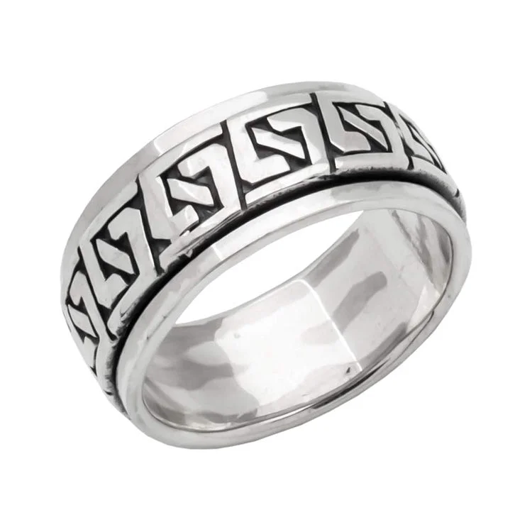 Men's 8.5mm Solid 925 Sterling Silver Spinning Ring, Stress Relief Ring