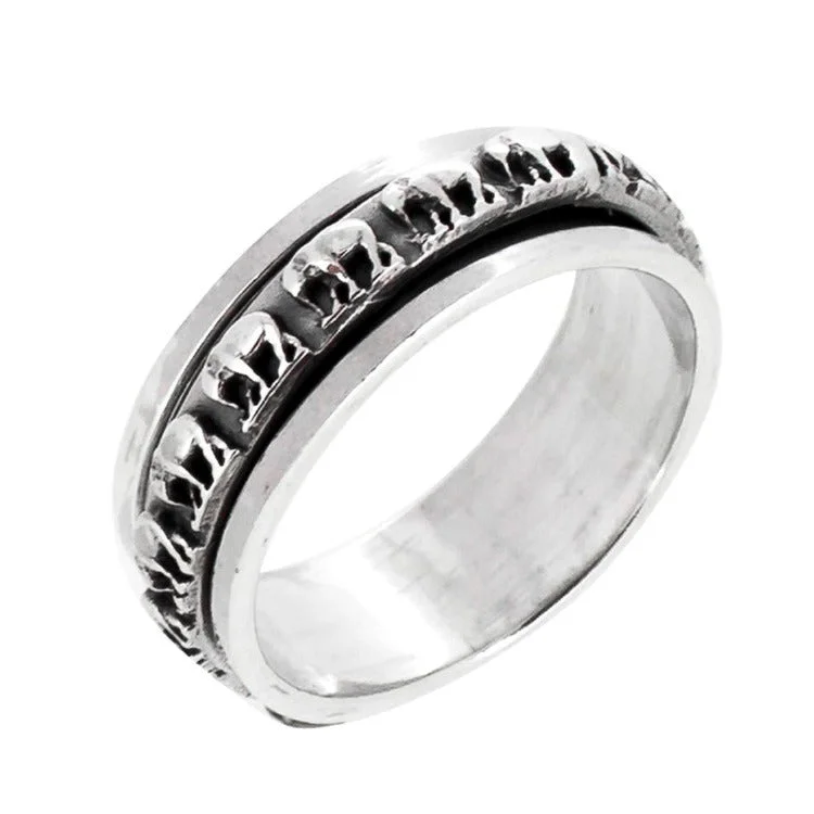 Men's women's Elephant Sterling Silver Spinning Ring