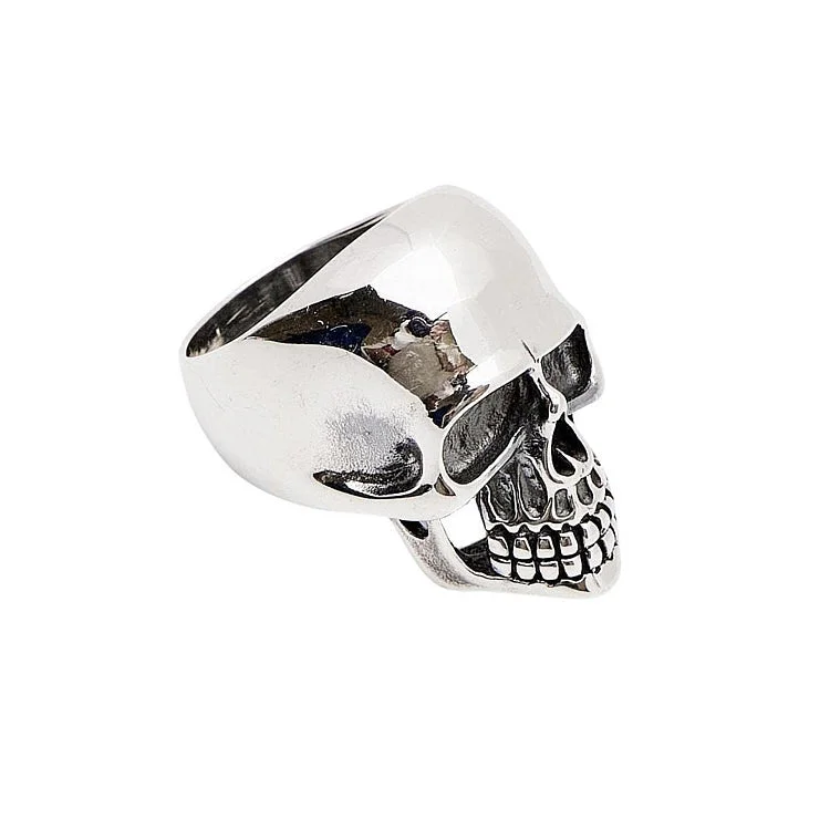 Men's Gothic Punk Biker Ring 925 Sterling Silver CHUNKY Heavy Skeleton Skull Ring