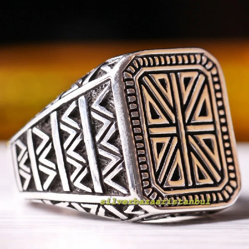 No Stone Turkish Handmade 925 Sterling Silver Best Mens Ring