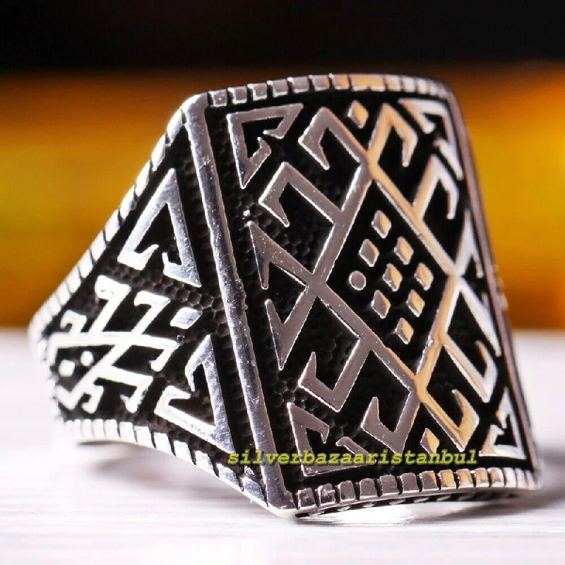 No Stone Turkish Handmade 925 Sterling Silver Simple Mens Ring