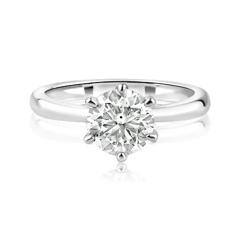 Rhodium Plated 925 Sterling Silver 1 Carat Moissanite Ring - MBGR00001