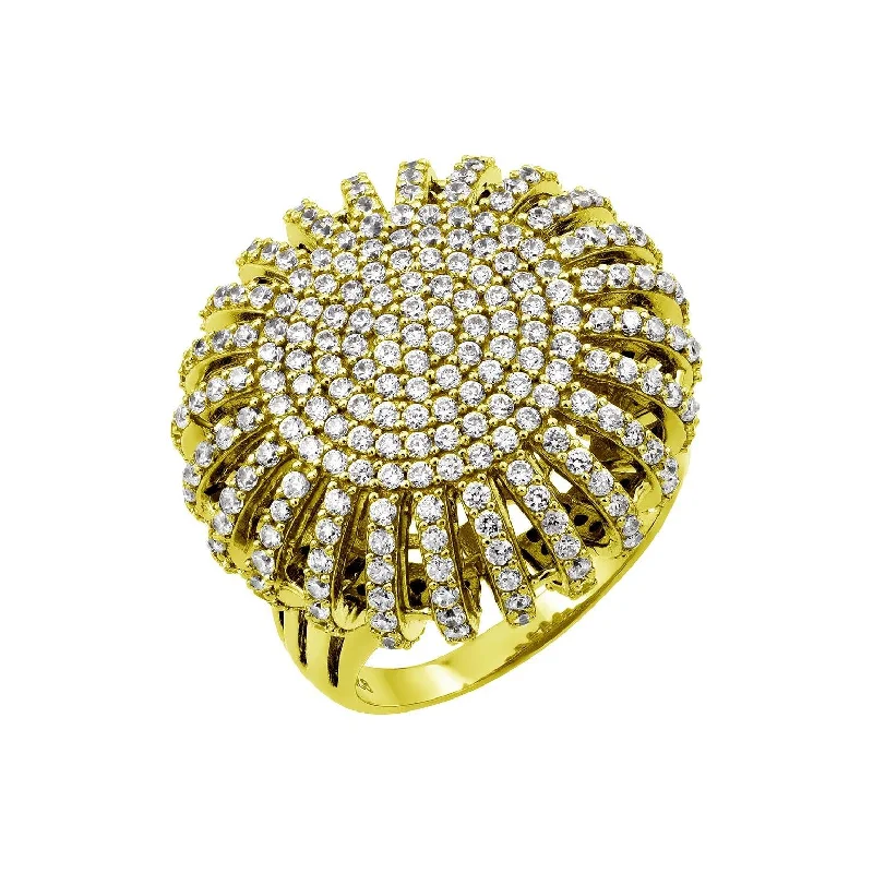 Gold Plated 925 Sterling Silver Micro Pave CZ Ring - GMR00026