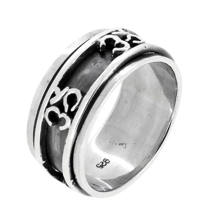 Om/Aum Spinning Ring for Men Solid Sterling Silver 925