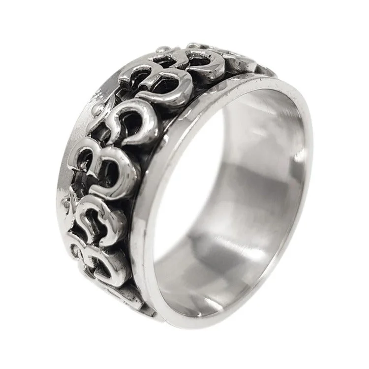 Sterling Silver 11mm Ohm Design Spinning Ring For Men