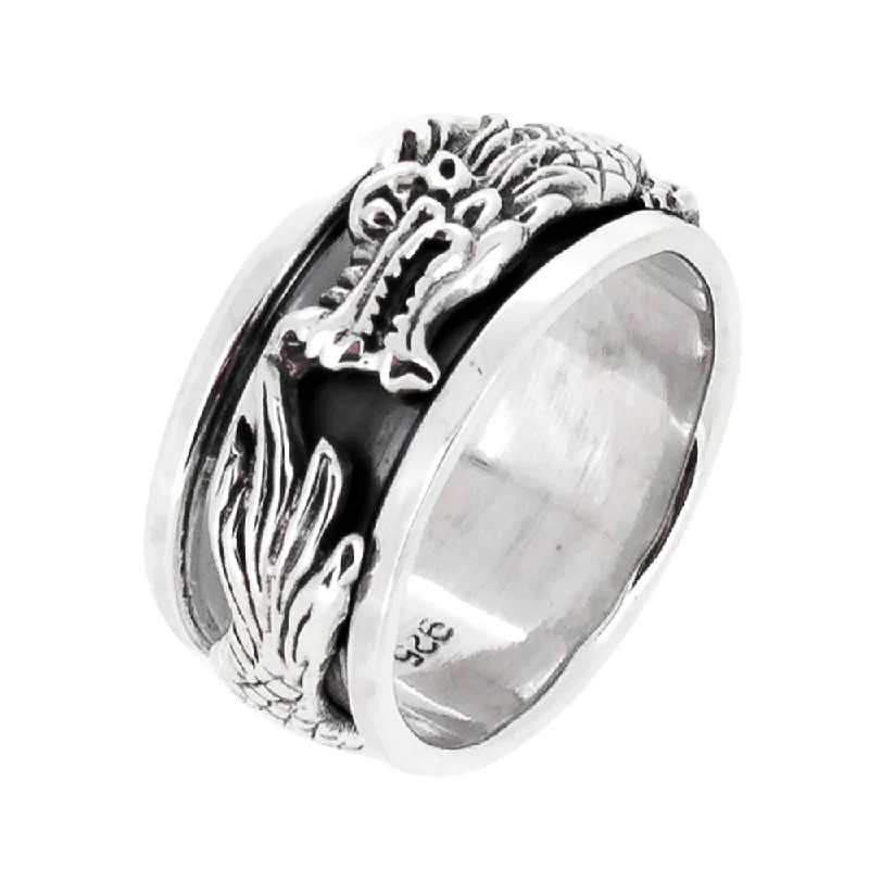 ICONIC Dragon Ring For Men and Women, Spinner Silver Ring