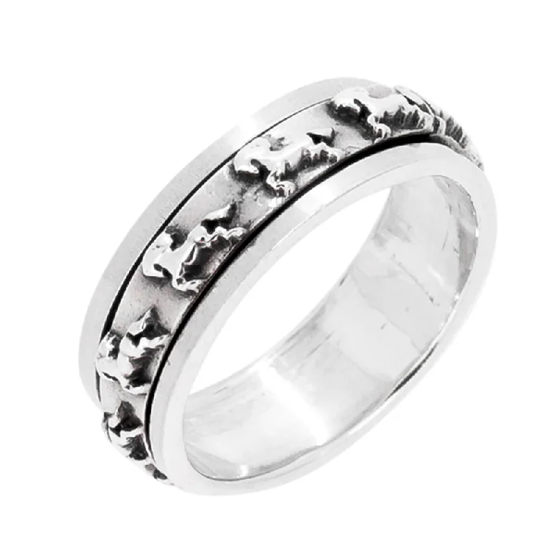 Sterling Silver Spinning Ring with Horse Design