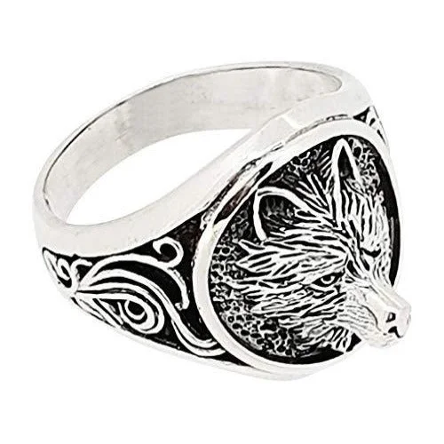 Sterling Silver Wolf Design Ring For Men