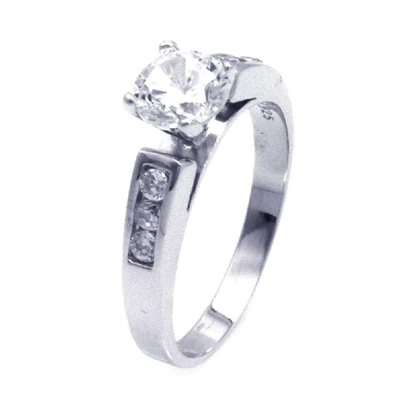 Silver 925 Rhodium Plated CZ Engagement Ring - STR00778