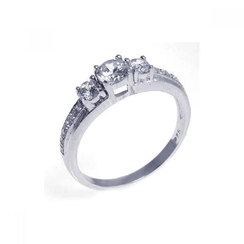 Silver 925 Rhodium Plated CZ Past Present Future Ring - STR00550