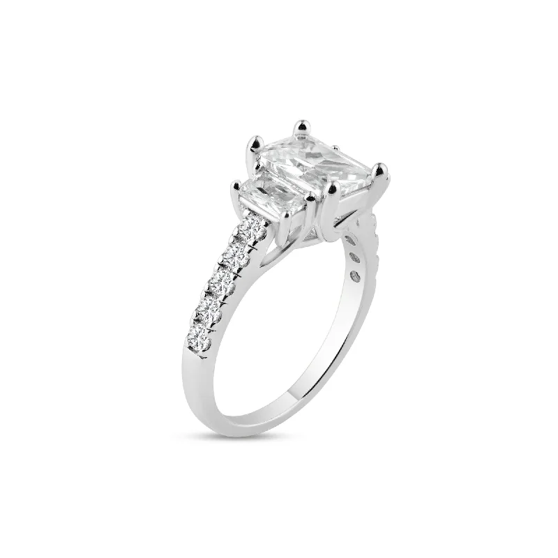 Silver 925 Rhodium Plated Micro Pave CZ Past Present Future Ring - ACR00003