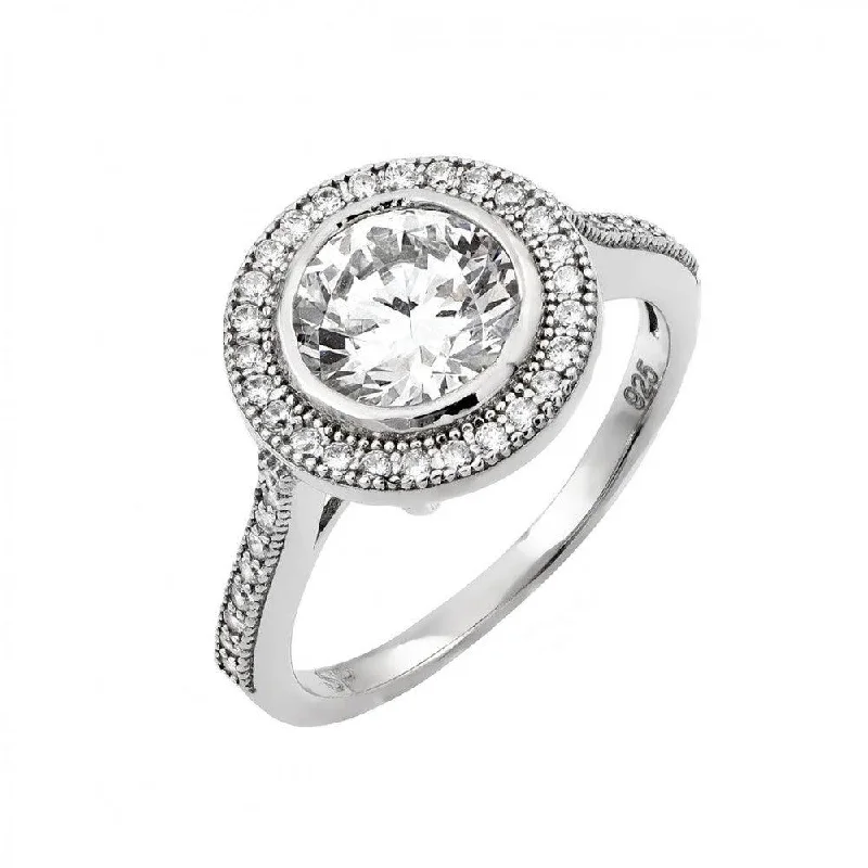 Silver 925 Rhodium Plated Micro Pave CZ Ring - GMR00013