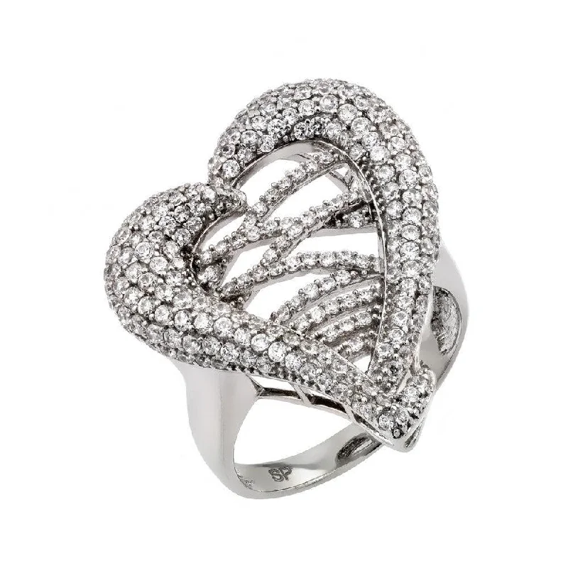 Silver 925 Rhodium Plated Micro Pave CZ Ring - GMR00025