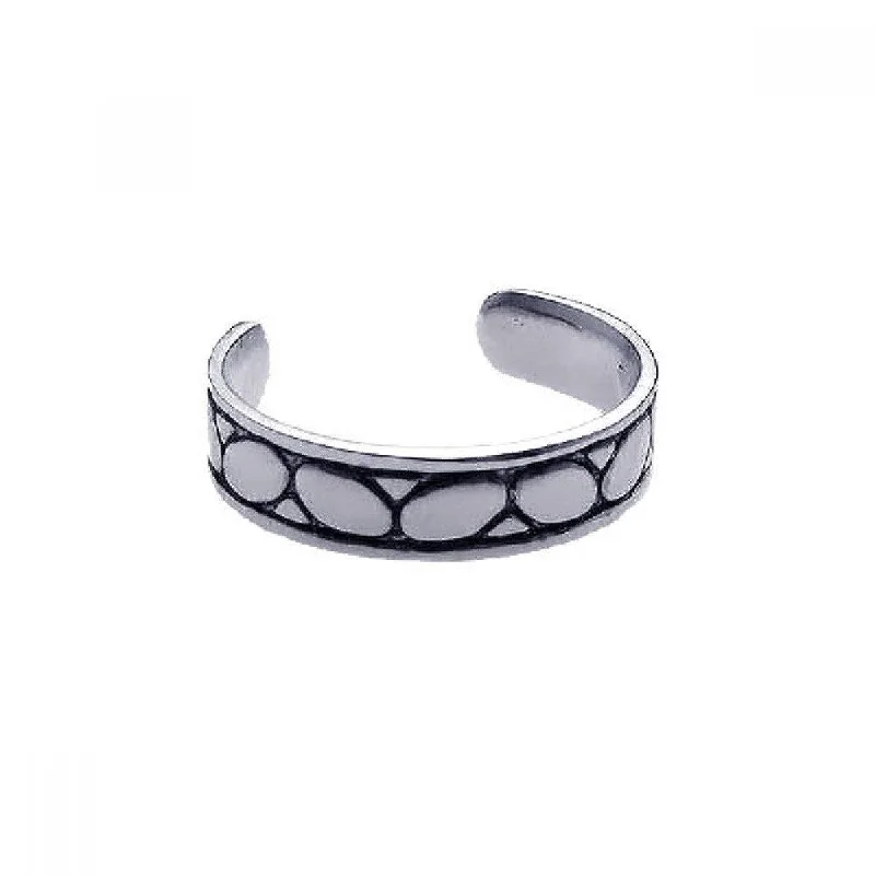 Silver 925 Rhodium Plated Rock Toe Ring - CZTR7