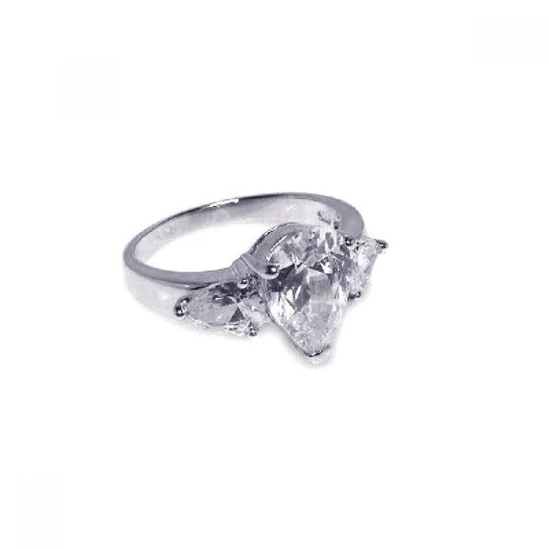 Closeout-Silver 925 Rhodium Plated Triple CZ Ring - STR00019