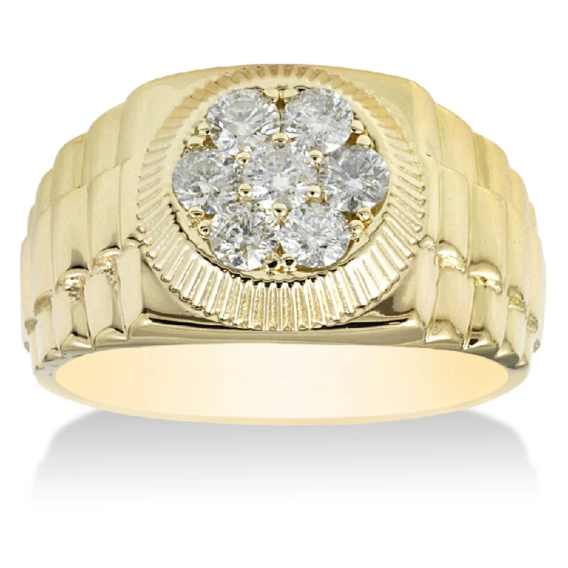 14k Yellow Gold Mens 4/ 5ct TDW Diamond Ring