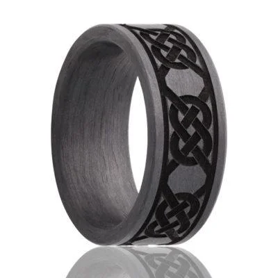 ALLYN | Carbon Fiber Wedding Ring | Celtic Pattern | 8mm