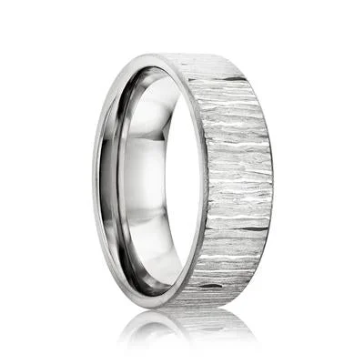 ASH | Men's Unique Wedding Ring | Cobalt | Tree Bark Design | 6mm & 8mm