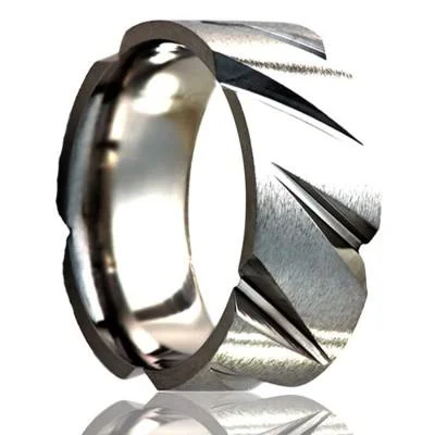 BARSTOW | Men's Titanium Wedding Ring | Tire Tread Design | 6mm & 8mm