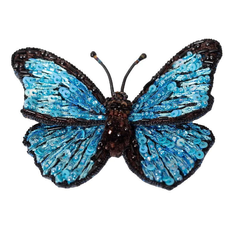 blue morpho brooch