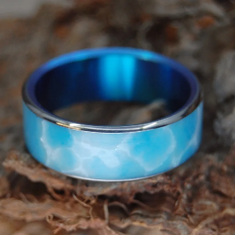 Blue Sky Wedding Day | Men's Larimar & Titanium Wedding Ring