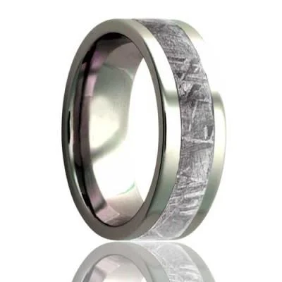 BOLIDE | Meteorite Ring | Titanium | Unique Wedding Ring | 8mm