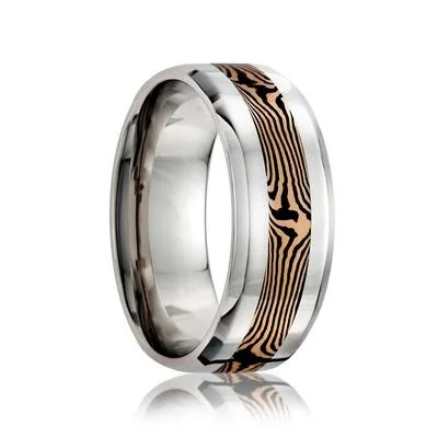 BORI | Men's Wedding Ring | Cobalt | Mokume Gane Inlay | 6mm & 8mm