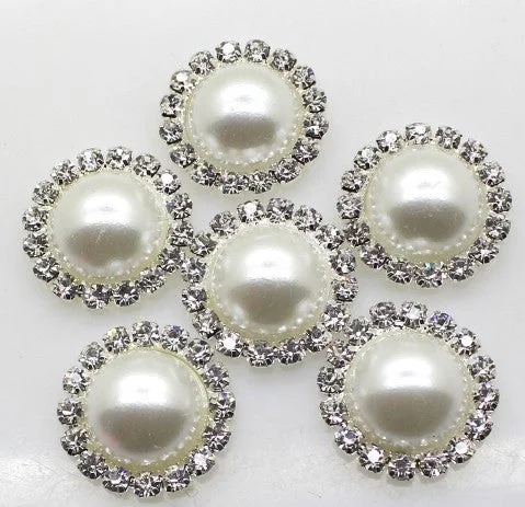 20pcs Pearls Rhinestones Buttons BR-032