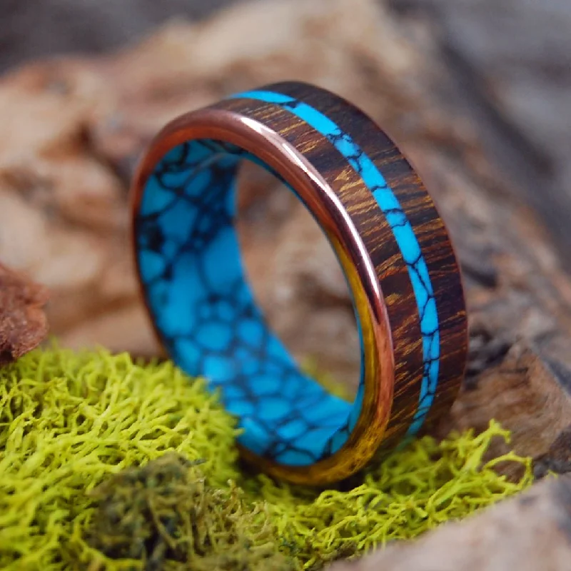 Arizona Desert Bonus | Men's Desert Ironwood, Copper, Turquoise & Titanium Wedding Ring