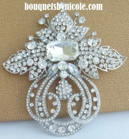 Clearance Extra Large Brooch Clear Rhinestone Crystal BR-016