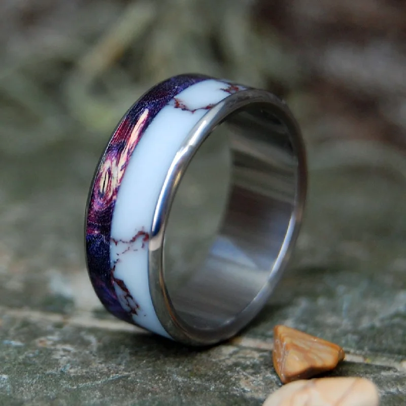 Born In The Purple | Men's Purple Box Elder, Wild Horse Jasper & Titanium Wedding Ring