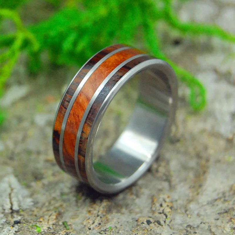 Love Squared Redwood | Men's Redwood, Cocobolo Wood & Titanium Wedding Ring