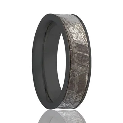 COSMIC | Meteorite Ring | Black Zirconium Wedding Band | 5mm