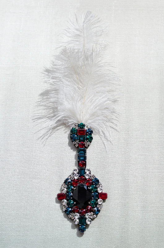 Gothic Crystal Feather Brooch