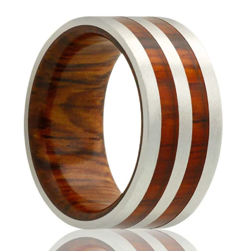 DAVIS | Men's Wedding Ring | Cobalt | Cocobolo Wood Liner and Inlay | 8mm