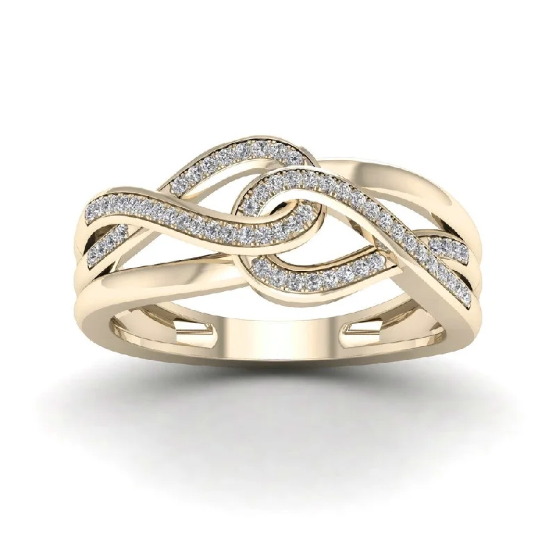 De Couer 10k Yellow Gold 1/6ct TDW Diamond Infinity Braided Ring