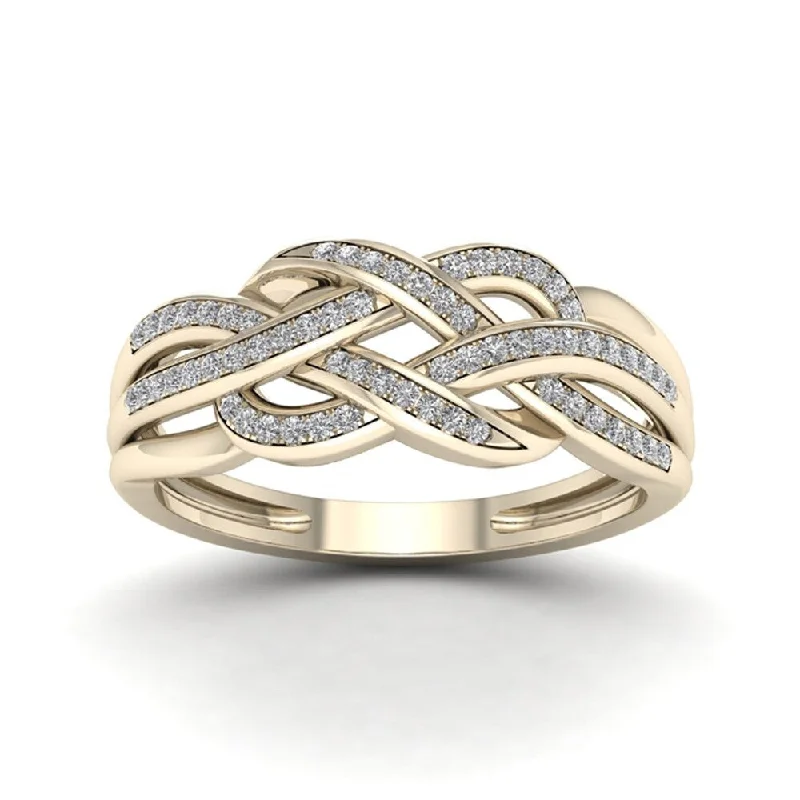 De Couer IGI Certified 10k Yellow Gold 1/5ct TDW Diamond Swirling Ring