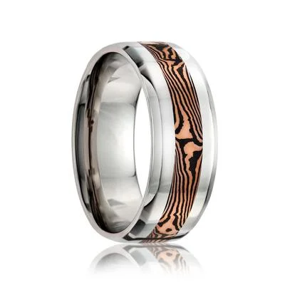 DENBEI | Wedding Ring for Men | Cobalt | Gold Inlay |  8mm