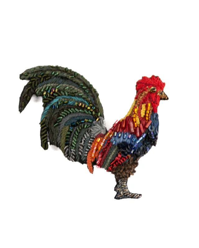 farm rooster brooch