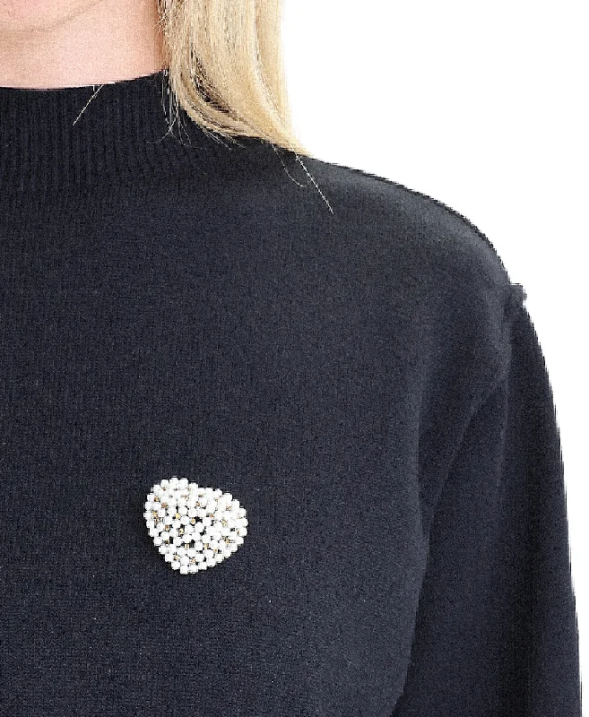 Faux Pearl Heart Brooch