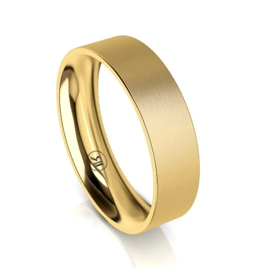 Flat Band Comfort Fit Wedding Ring (AG) - Yellow Gold