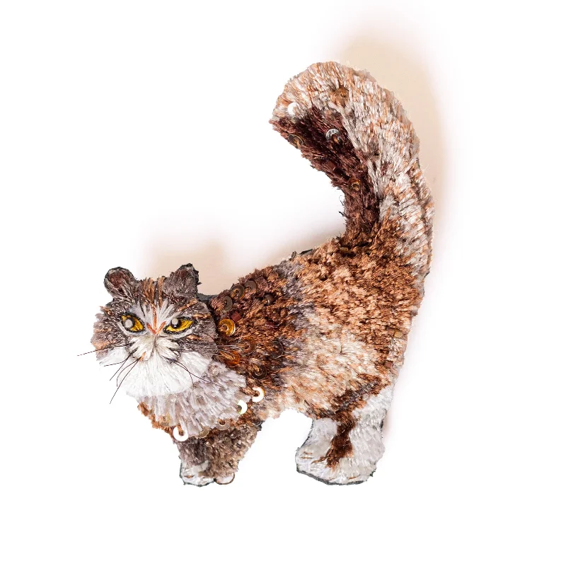 fluffy cat brooch