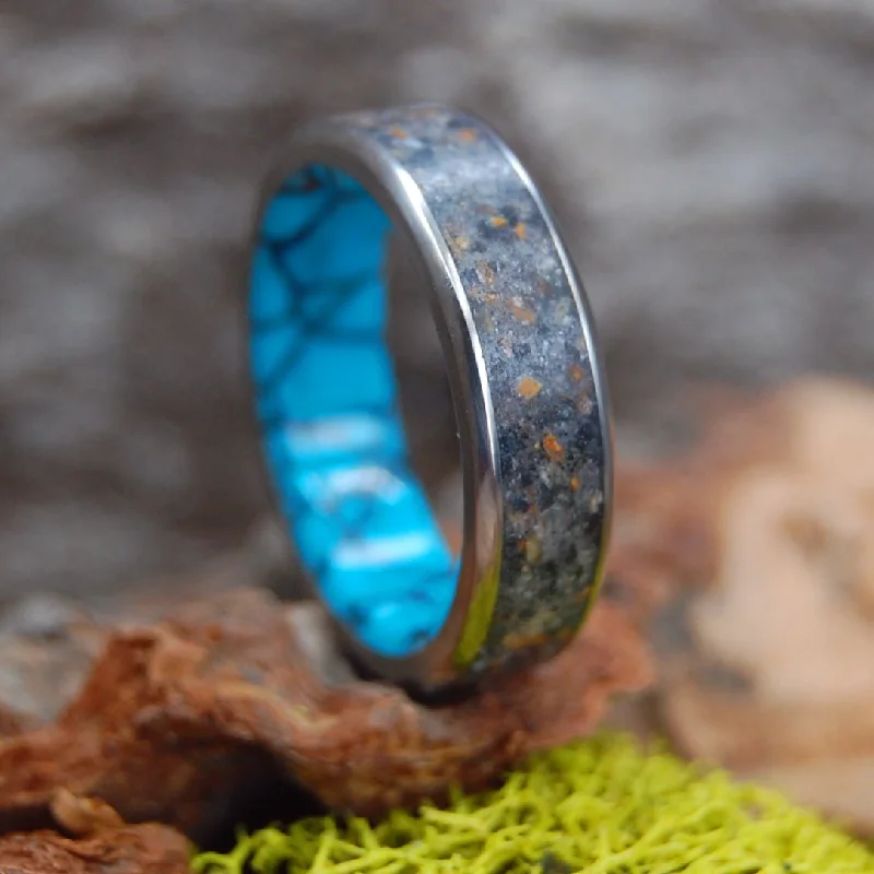 From Our Life Before | Men's Garnet, Icelandic Beach Sands & Titanium Wedding Ring