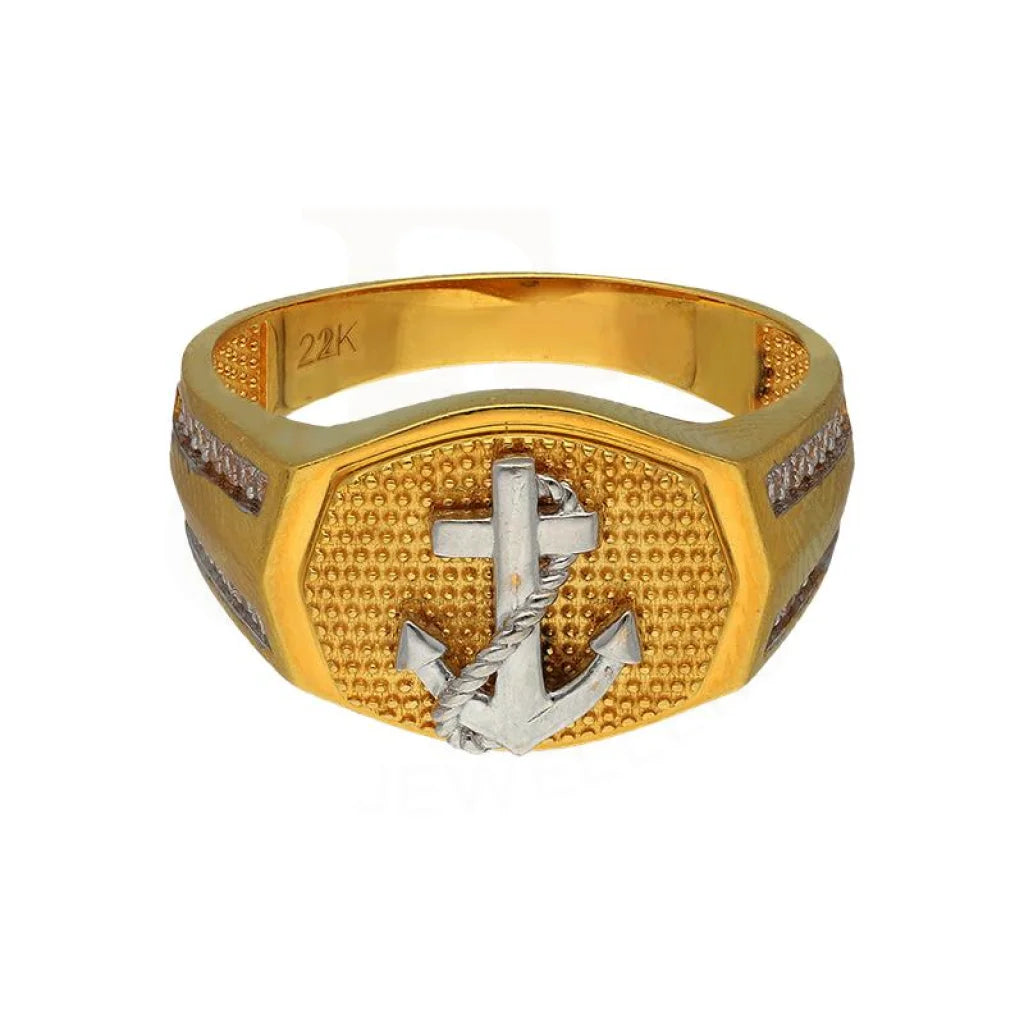 Gold Men's Anchor Ring 22KT - FKJRN22K3405