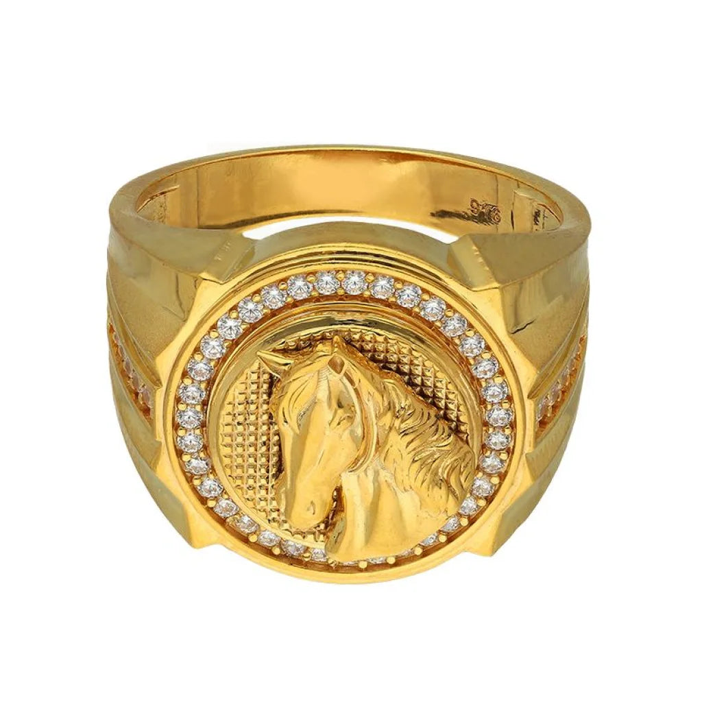 Gold Men's Horse Ring 22KT - FKJRN22K3403