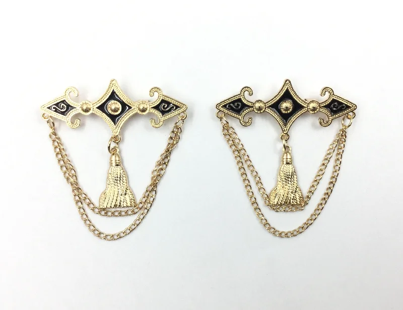 Golden & Black Chain Hangings Brooch