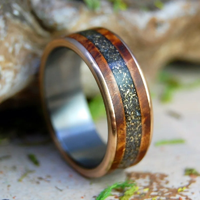 Golden Caribou Love | Men's Crushed Gold, Deer Antler, & Spalted Maple Wood Wedding Ring