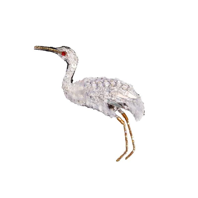 great egret brooch