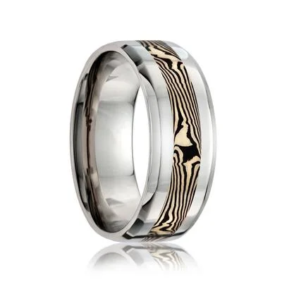 GURI | Mokume Wedding Ring | Cobalt with Mokume Inlay |  8mm