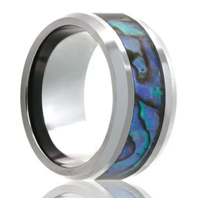 HALIOTE | Unique Wedding Ring | Tungsten | Abalone Shell Inlay | 8mm